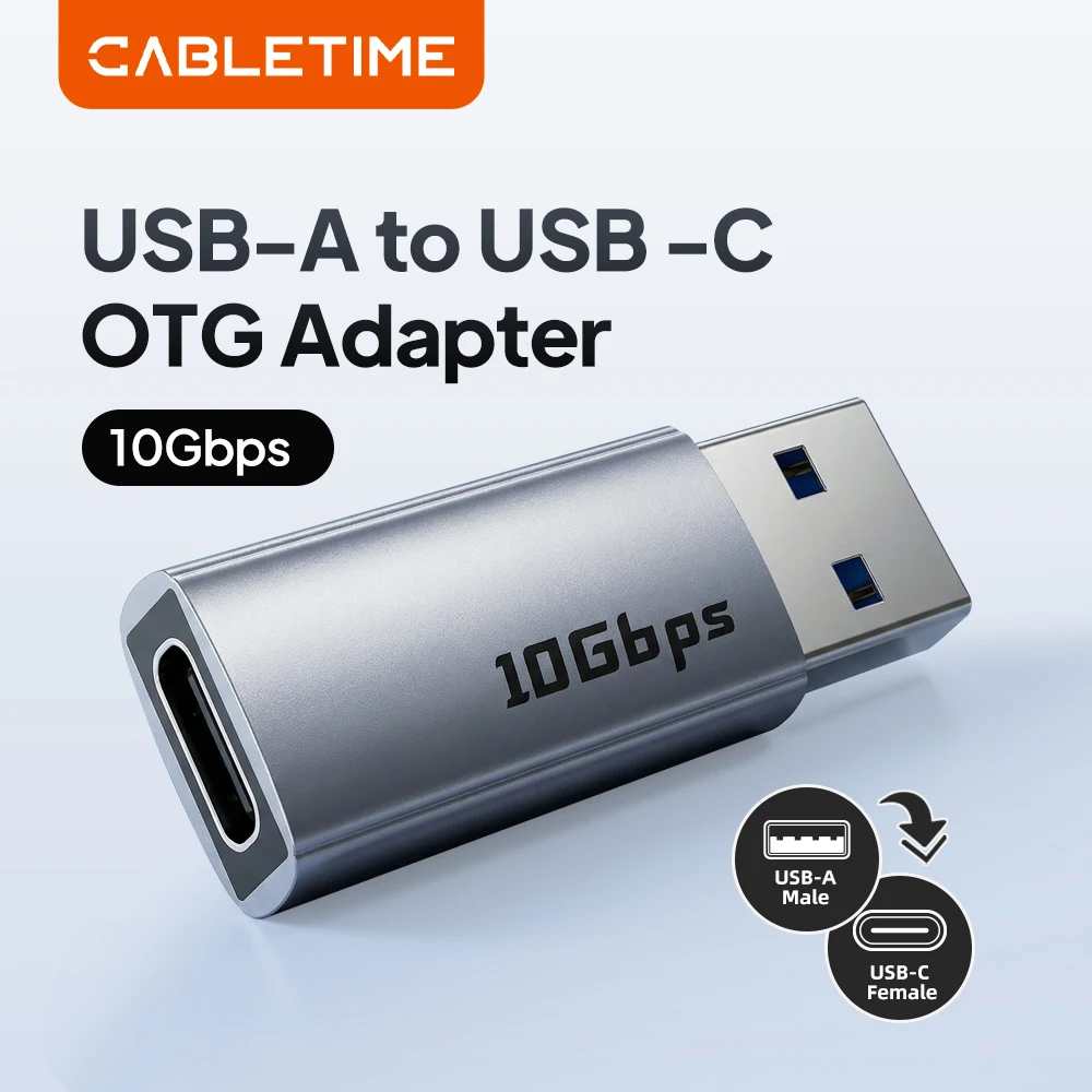 CABLETIME 10Gbps USB 3.2 Gen 2 Type A To Type C Adapter Charging & Sync Converter for Mobile Phones Laptops Tablets C516