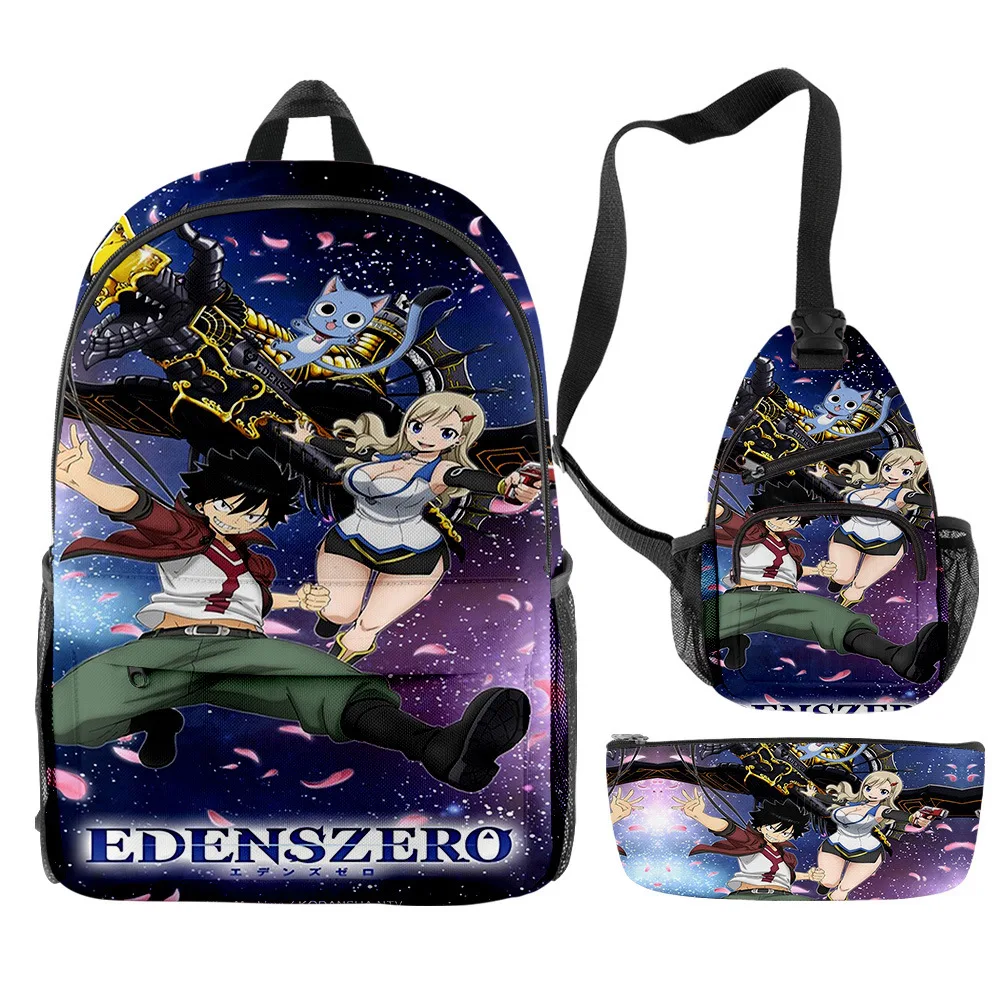

Hip Hop Popular Novelty Funny Edens zero 3D Print 3pcs/Set pupil School Bags Travel Laptop Backpack Chest Bag Pencil Case