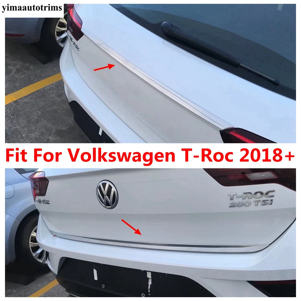 

Rear Tail Trunk Upper Lid Tailgate Overlay Strip Cover Trim For Volkswagen T-Roc T Roc 2018 - 2024 Stainless Steel Accessories