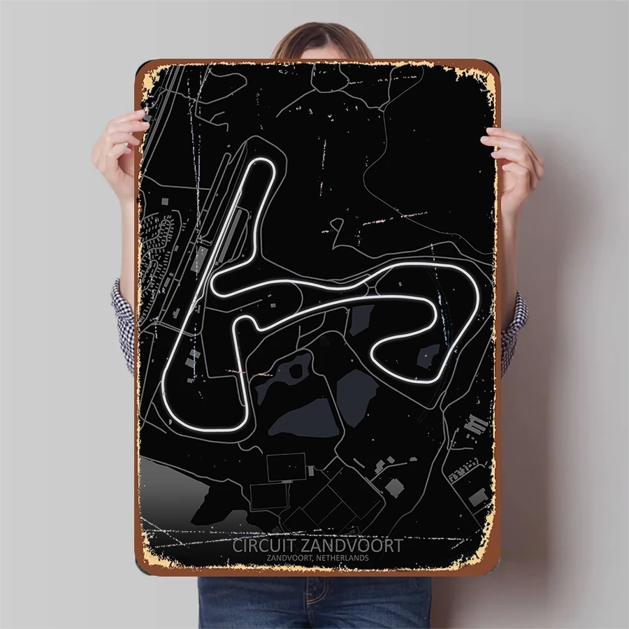 circuito-zandvoort-poster-de-metal-holanda-f1-track-art-racing-decor-para-garagem-de-escritorio-domestico