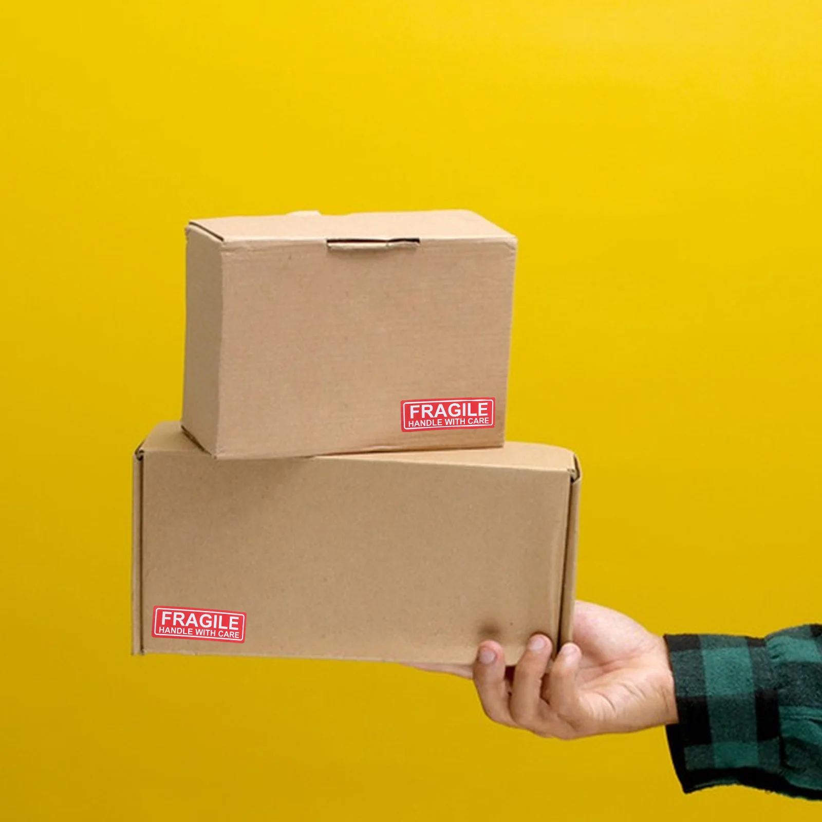 1 Roll Fragile Handle With Care Shipping Stickers Adhesive Warning Labels For Glass Ceramics Protection Eye Catching Design Roll