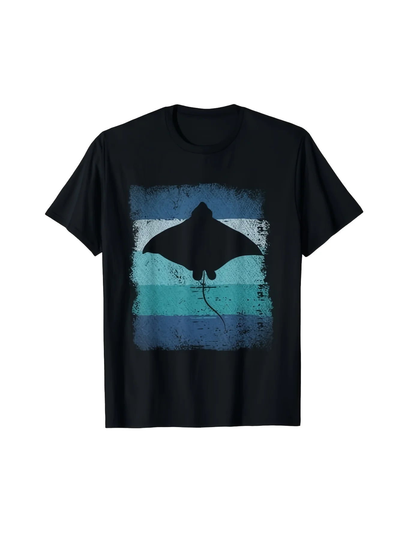 Ocean Animal Diving Stingray Retro Manta Ray T-Shirt Black Tee Unisex Holiday Gift, Casual Outing, 2026 New Style T-shirt 180G
