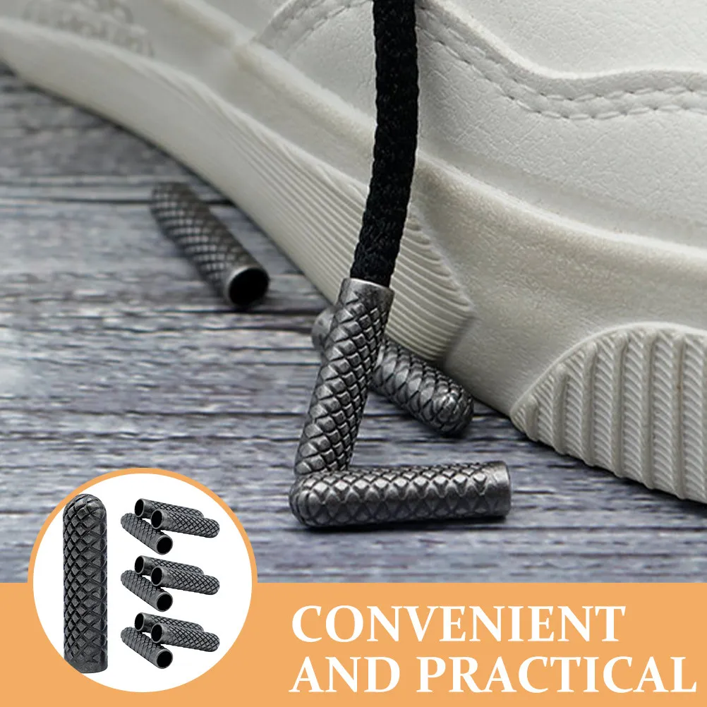10Pcs Stylish Bullet Head Shoelace Aglets Metal End Tips for Sneakers Casual Shoes Repair Replacement Decorative Use