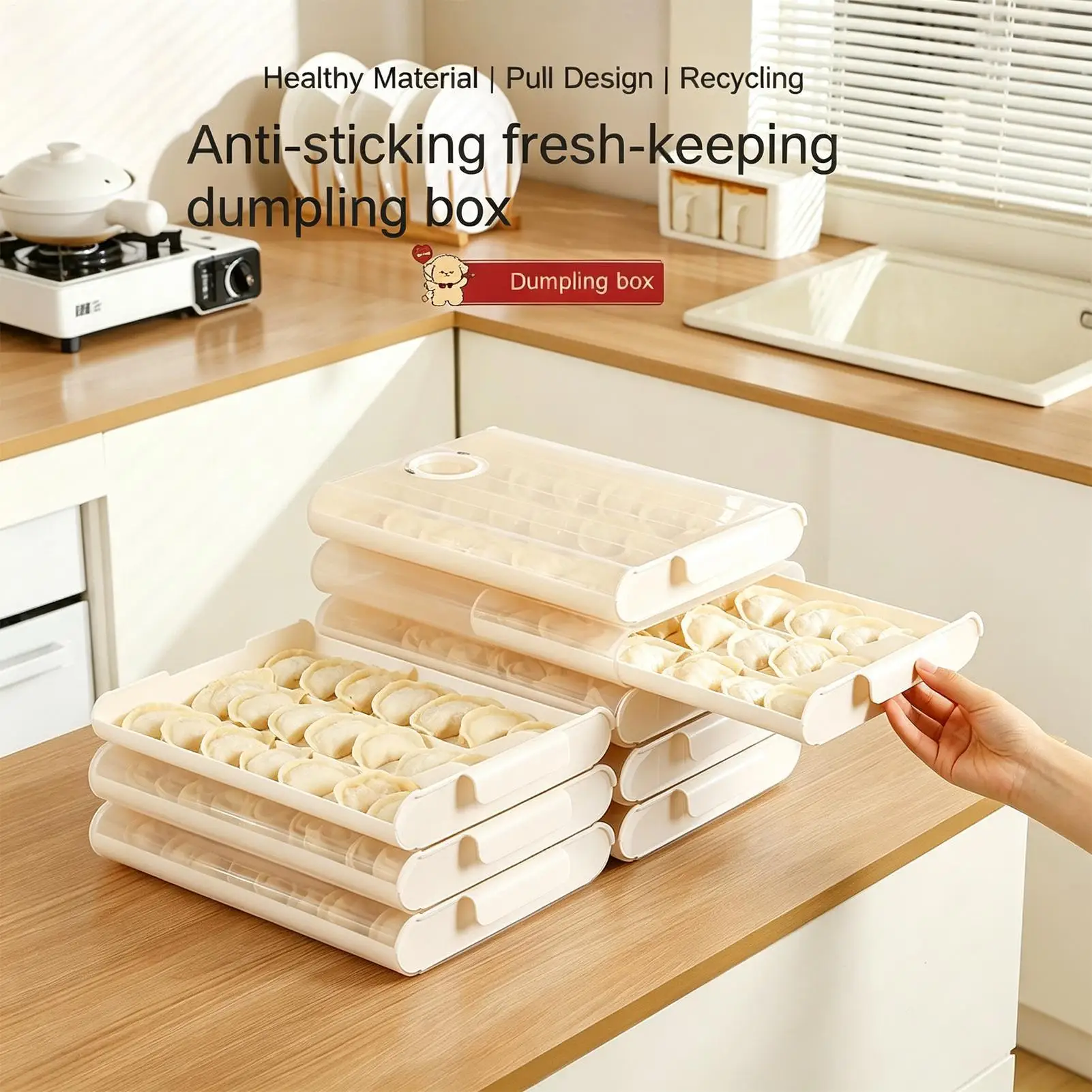 Dumpling Container For Freezer Pull Out Drawer Non-Stick Freezer Tray Flat Food Storage Containers For Cookies Wonton Donuts