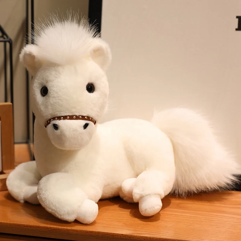 Nuevos muñecos de peluche de caballo de la vida Real, animales de peluche de alta calidad, juguetes de peluche de caballo súper realistas, regalo de cumpleaños clásico