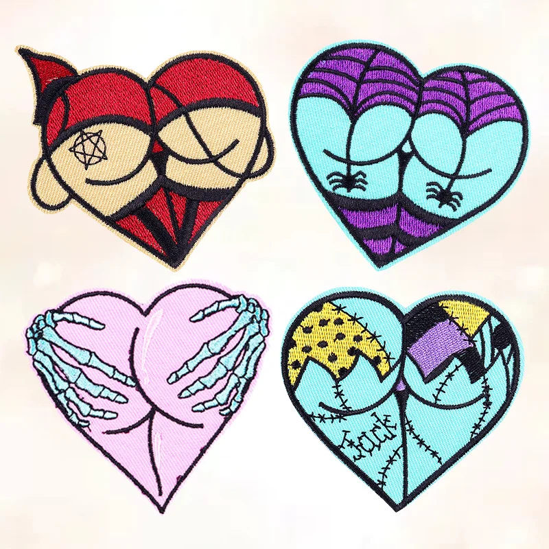 

4PCS/Lots Sexy Butt Patch Iron On Patches For Clothing Thermoadhesive Patches DIY Punk Embroidered Patch For Jacket Jeans Badges