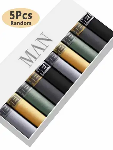 Men's Milk Silk Boxer Briefs Random 5-Pack Seamless Breathable Quick Dry with Stay-Put Waistband Comfort Underwear Set