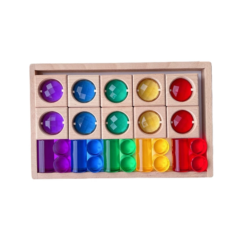 High-transparency Acrylic Crystal Colorful Wooden Building Blocks,Stacking Building Block,Montessori Education Toys,For Gifts