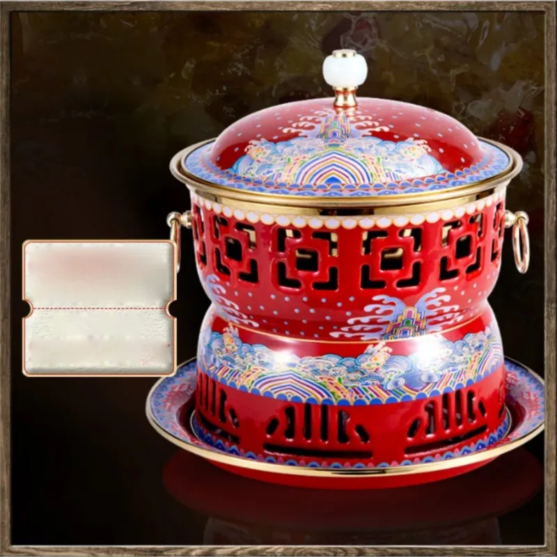 Cloisonne Copper Inner Hot Pot One Person Sharing Small Hot Pot Single Person Enamel Outer Copper Inner Pot Commercial Use ZI537