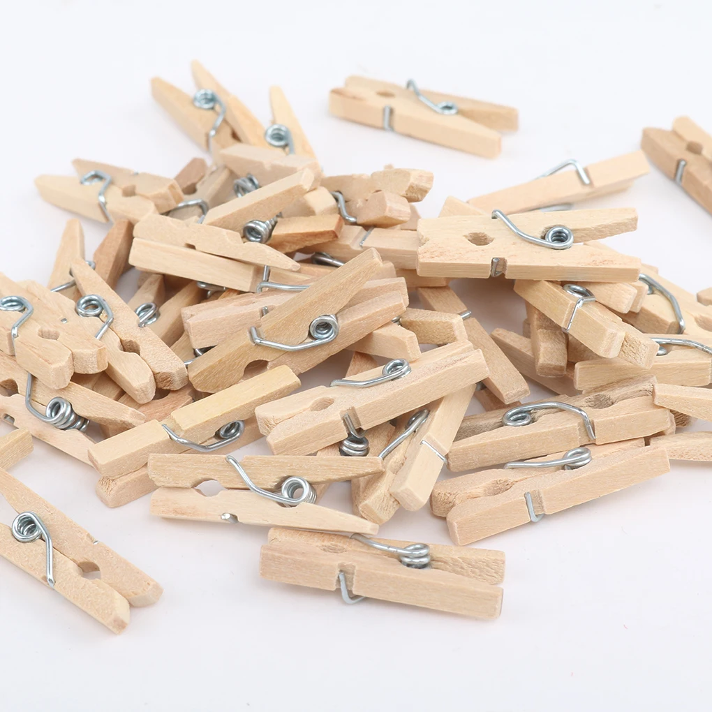 50/100pcs Wood Clip Photo Album Clamp DIY Picture Mini Clothespin Home Laundry Clothes Pin Wall Hanging Peg Clip Set