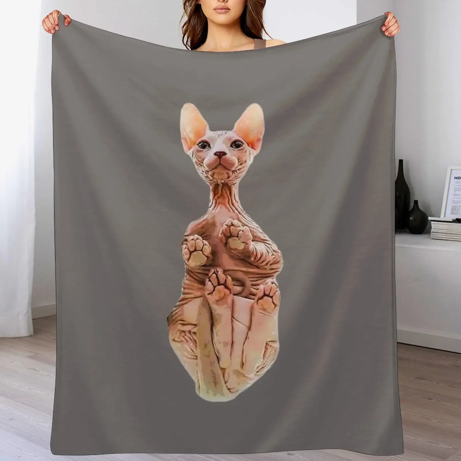 

Sphynx Cat Kitten Look at my paws Throw Blanket Plaid on the sofa Soft Beds Shaggy christmas decoration Blankets