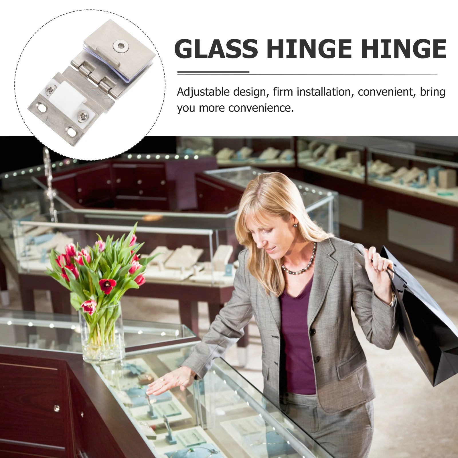 

Glass Door Hinge Zinc Alloy Wear Resistant Adjustable Cabinet Door Clamp Hinge for Wine Cabinet Display Bookcase