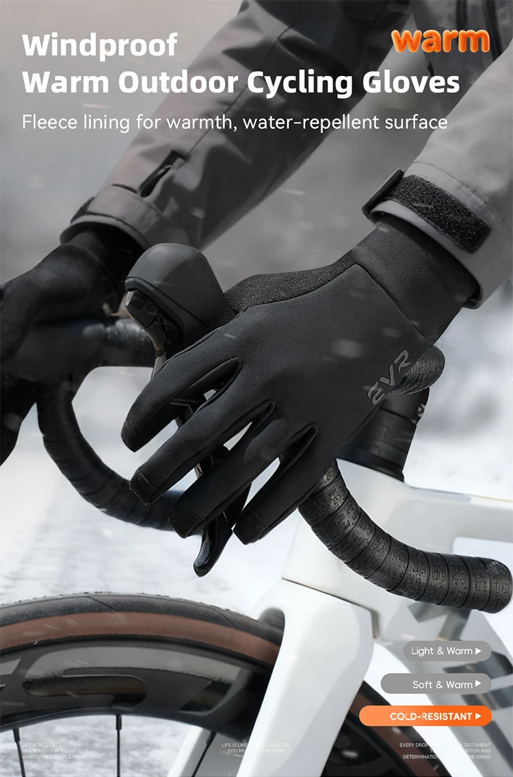 EVR Winter-Fahrradhandschuhe, winddicht, Fleece, Thermo-Vollfinger-Fahrradhandschuhe, Herren- und Damen-Fahrradhandschuhe für Rennrad, MTB, Outdoor-Sport – Detail 1