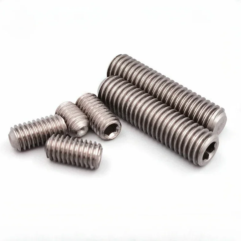 10 pcs M1.6 M2 M2.5 M3 M4 M5 M6 M8 M10 X 3-60 mm Pure Titanium TA2 GR2 Cup Point Flat Culet Headless Hex Allen Socket Screw Bolt
