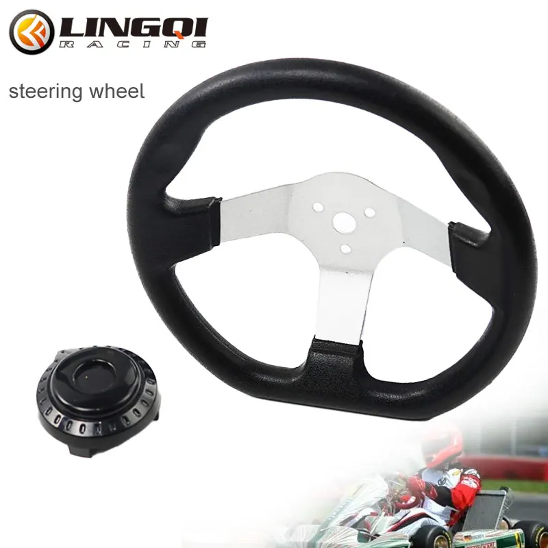 LINGQI RACING-Guiador Universal com Tampa, Guiador, Volante, Equitação Off Road, Kart, Buggy nas Dunas, 110cc, 270mm, 10.6