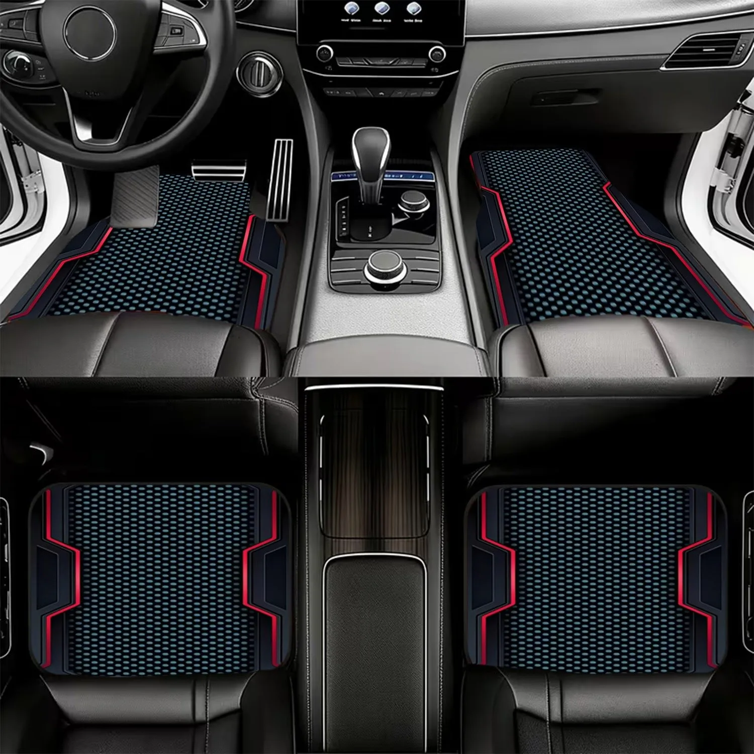 4pcs Car Floor Mats, Futuristic Tech - Inspired Design, Material, Sleek Industrial Aesthetic, Suitable For High - Tech Car Inter