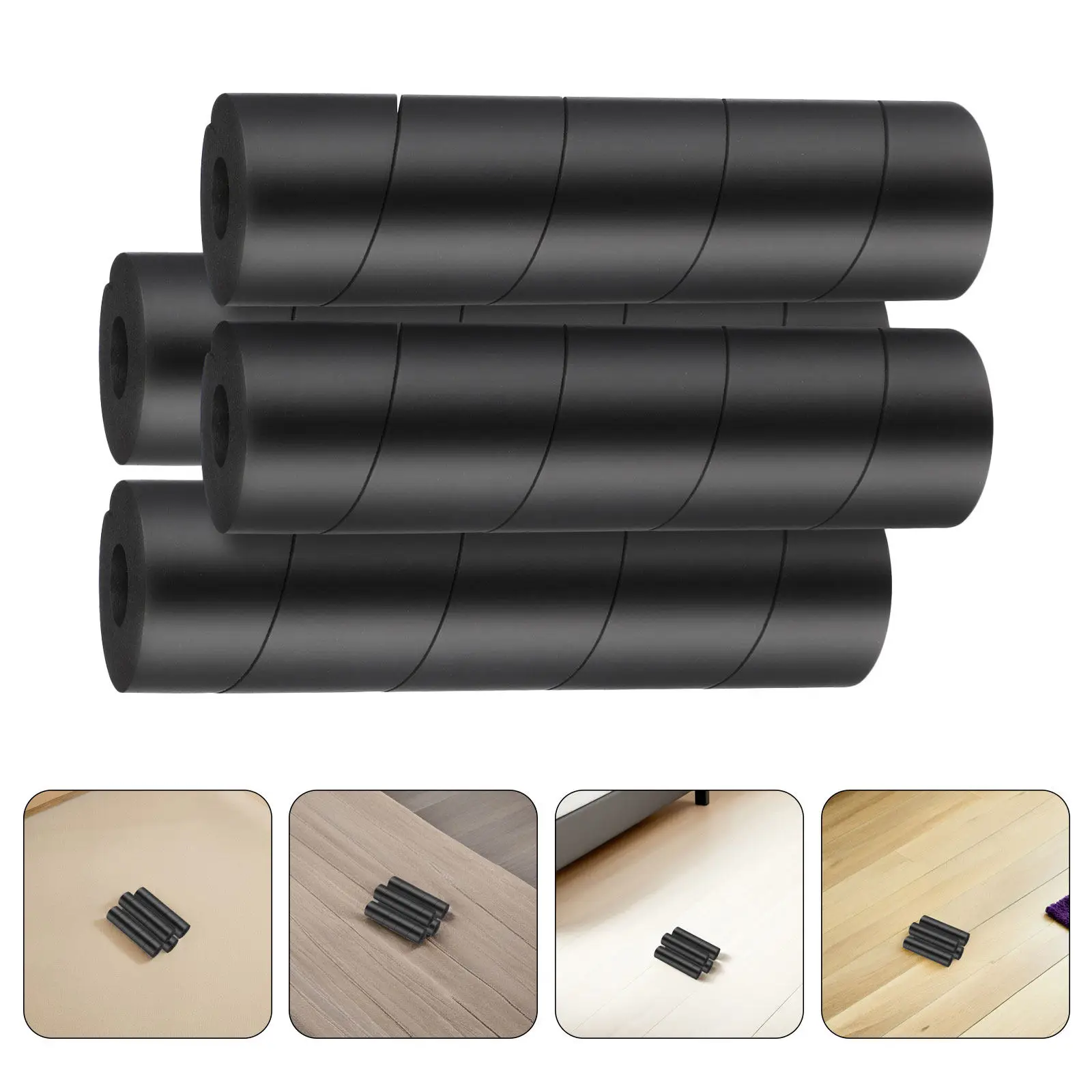 8Pcs Bed Frame Toe Protectors Black Adjustable Reusable Padded Leg Covers Noise Reduction for Bedrooms
