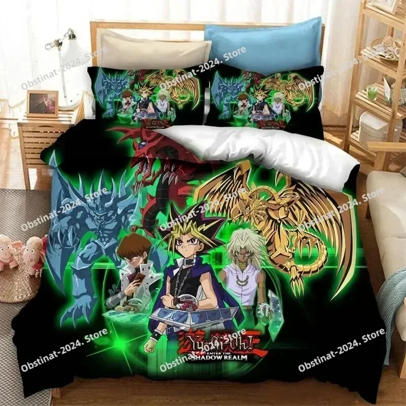 Anime Yu Gi Oh Duel Yugi Bedding Set Printed single Comforter Quilt Bed Cover Duvet Cover Pillow Case 3 Pieces Kids Adult Size