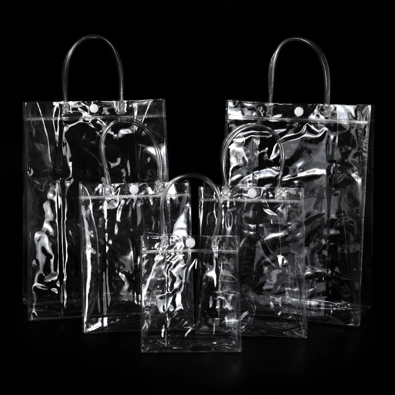 

5PCS Portable Waterproof transparent gift bag PVC Handbag Storage Shopping Wedding Birthday Party Guest Candy Gift Packaging Bag