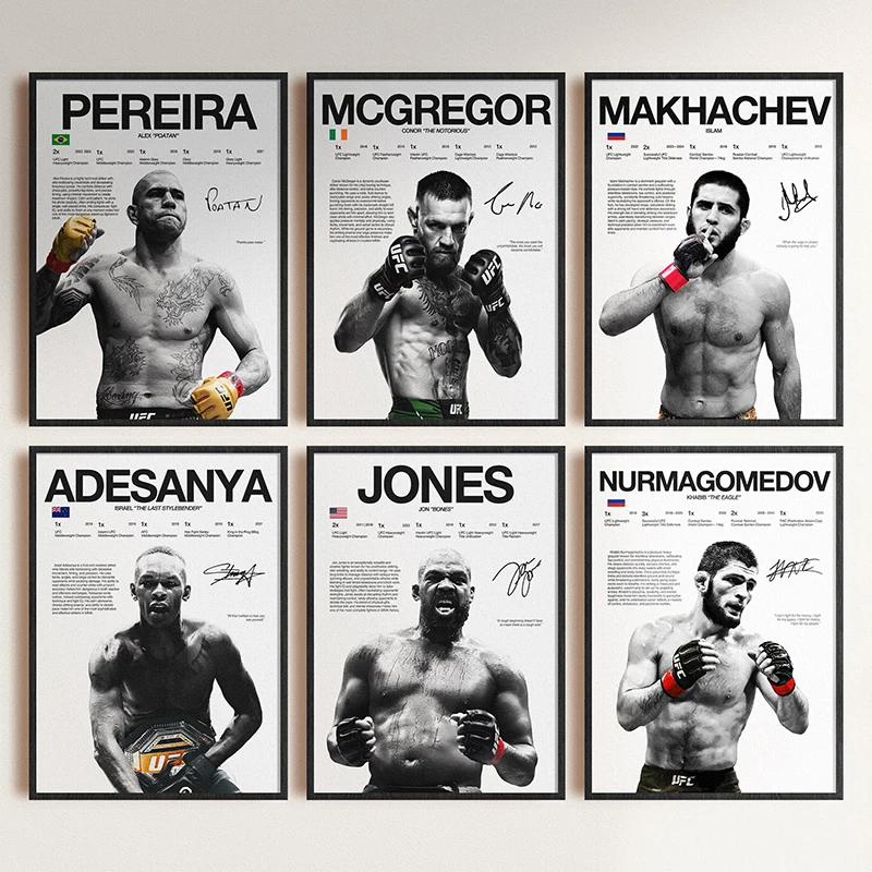 Affiche de combat des légendes du boxe célèbres, impression UFC inspirante ILIA TOPURIA, peinture sur toile, art mural, décoration pour salle de sport et maison