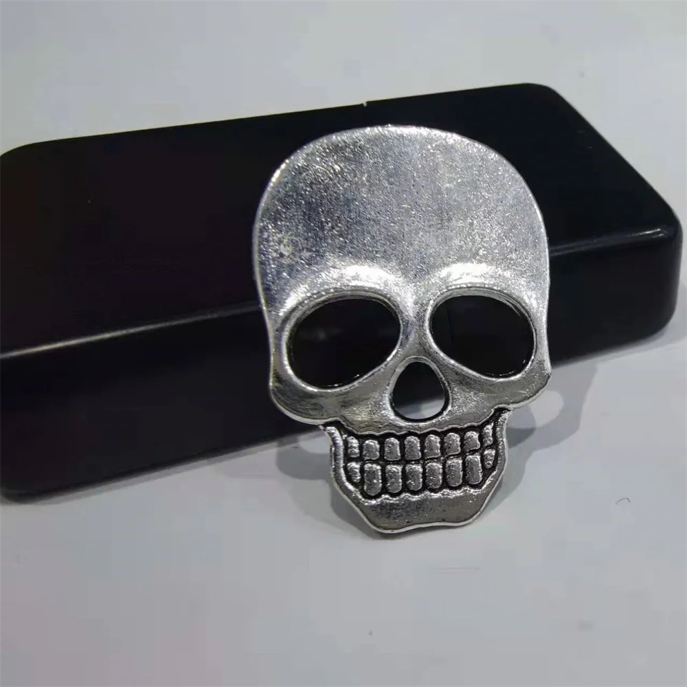 Retro Silver Hollow Out Skull Carving Metal Badge For Zippo Kerosene Petrol Lighter DIY Handmade Decor Accessory Smoking Gadget