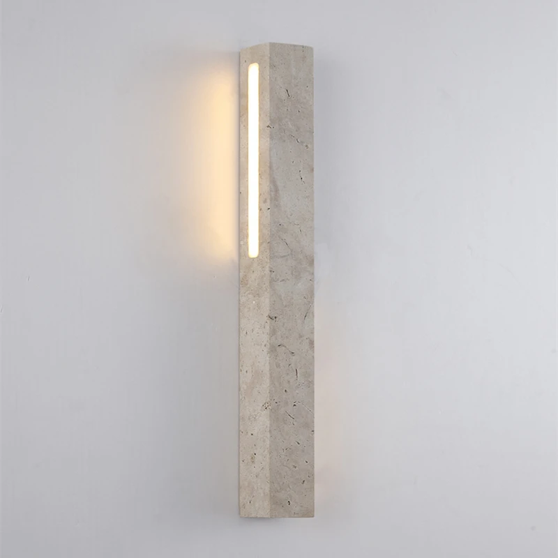 Yellow Cave Stone LED Wall Lamp Bedroom Bedside Travertine Living Room Corridor Passage Long Strip Wall Scone Design