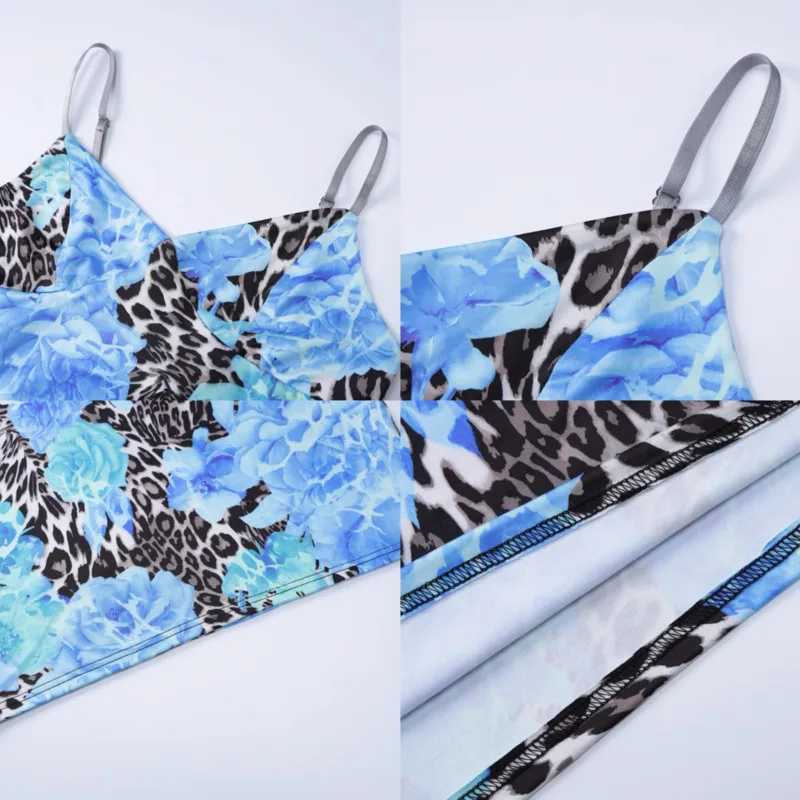 Sexy Leopard Floral Print Straps Dress 2025 Summer New Chic Design V Neck Slim Fit Maxi Dresses Baddie Hottie Daily Staple Piece