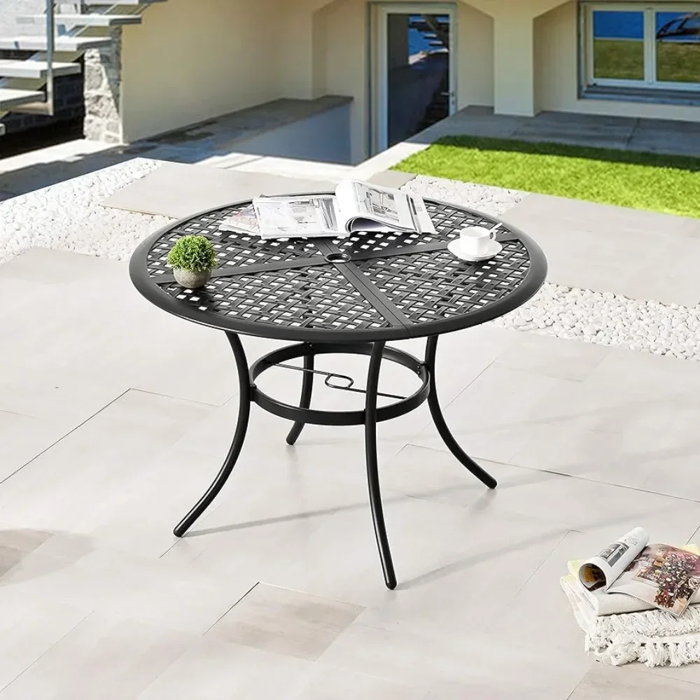 

Outdoor Tables 42.1" Outdoor Round Cast Wrought Iron Metal with Umbrella Hole,Outdoor Tables