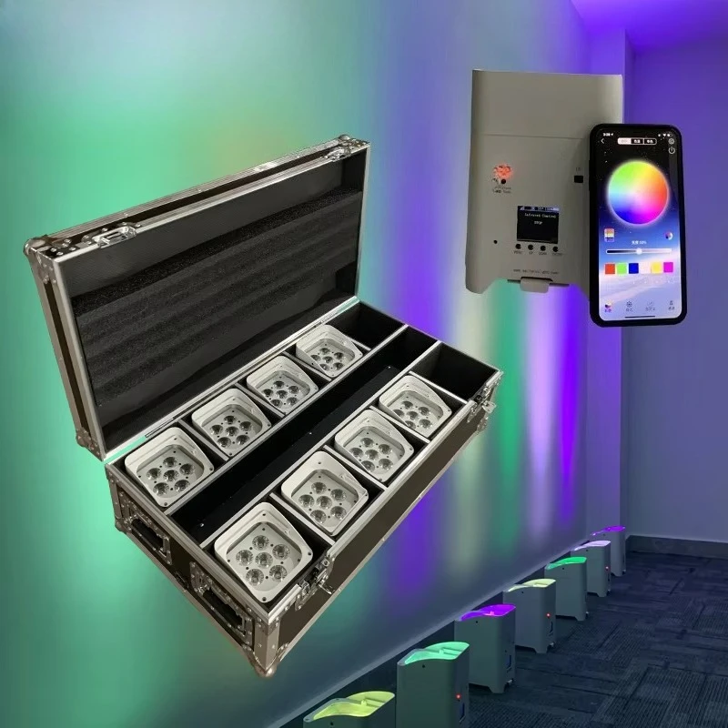 10in1 Charging  for 6X18W 6in1  UV APP Mobile Battery Powered LED Stage