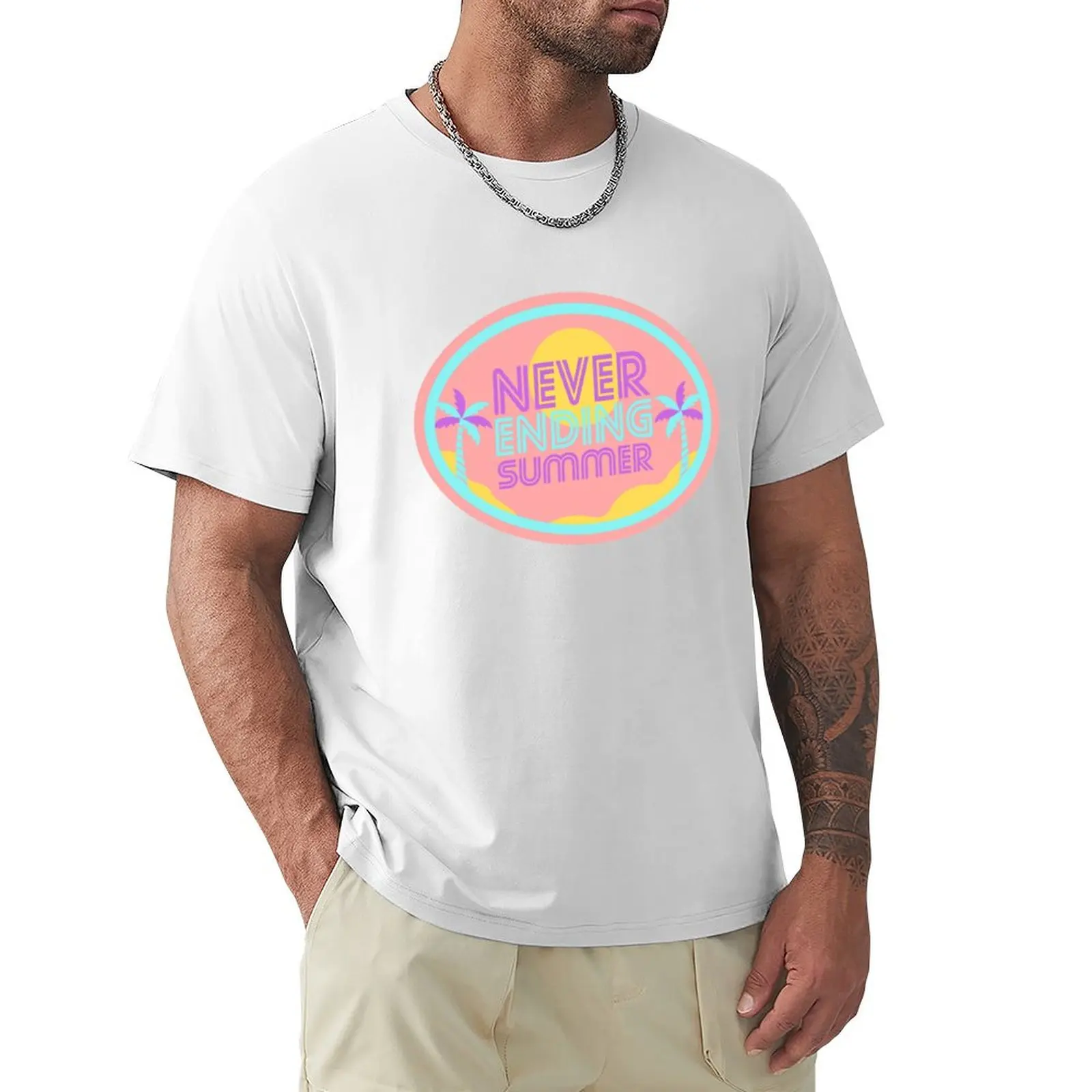 Never ending summer T-shirt Short sleeve tee cute clothes plain white t shirts men