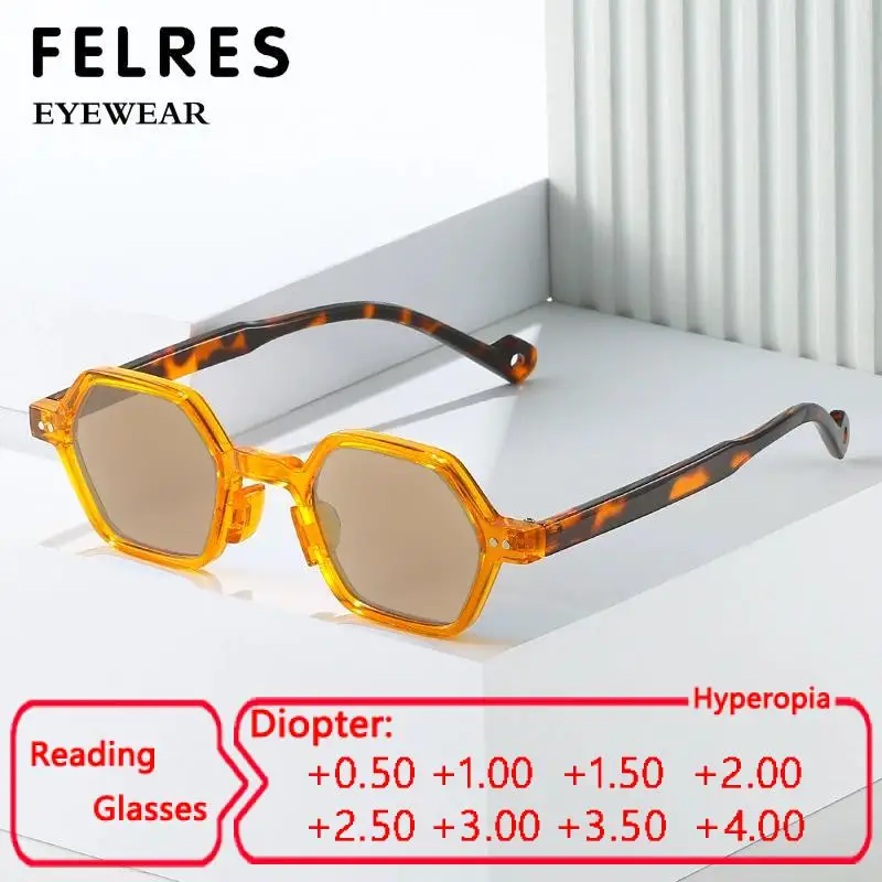 

Men Women Small Frame Polygon Vintage Reading Glasses Leisure Tinted Prescription Glasses Fashion Outdoor Shade Sunglasses