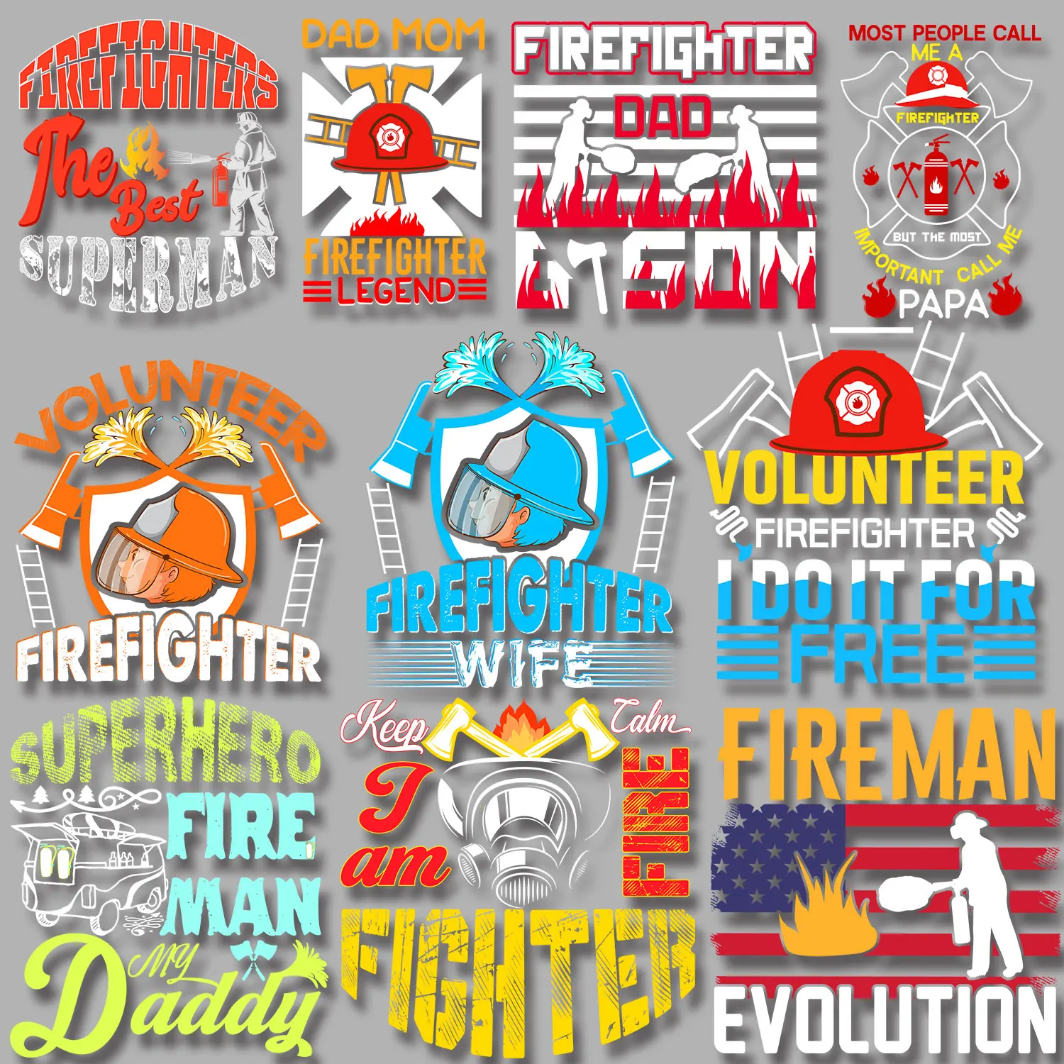 

Cartoon Pictures of Firefighters Iron on Patches Applique for Cloth Firm and Fadeless Stickers DIY Decoration