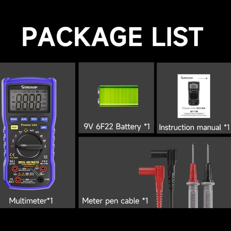 MECHANIC Fivemx Lite Four-Speed Precision Measurement Voltage Diode Tester, DC Voltage, Current And Resistance Test Tool.