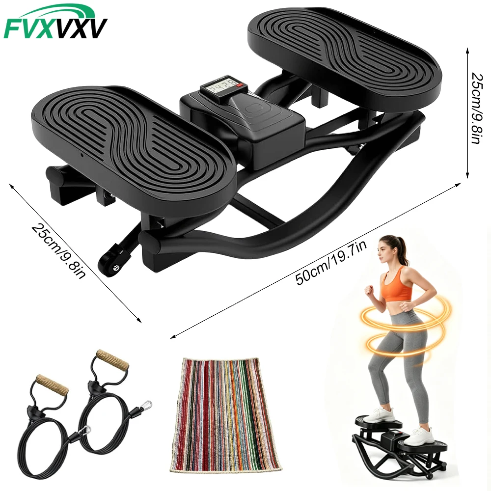 Rocking Stepper With Digital Display,3D Motion Stair Stepper Resistance Bands, 330LB Low-Impact Home Cardio Legs Glutes & Core