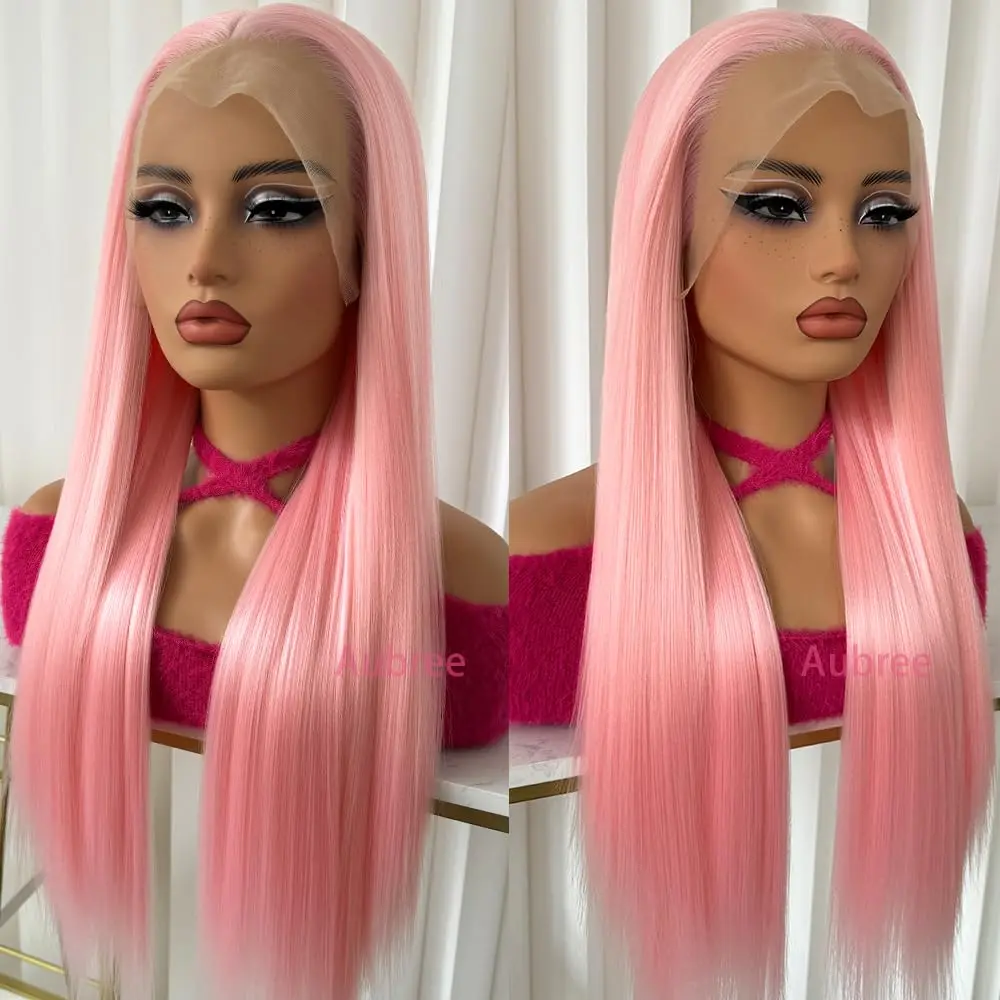 Straight Pink 13x6 Lace Front Wig Human Hair 30 Inch 13x4 Hd Lace Frontal Wigs Pre Plucked 180 Density Colored Wig Glueless Wigs