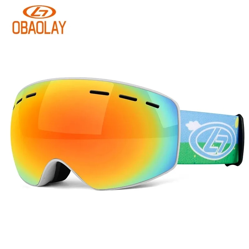 OBAOLAY Children Ski Goggles Snowboard Glasses Double Glasses Lens Anti Fog Anti UV Best Snow Sports Glasses