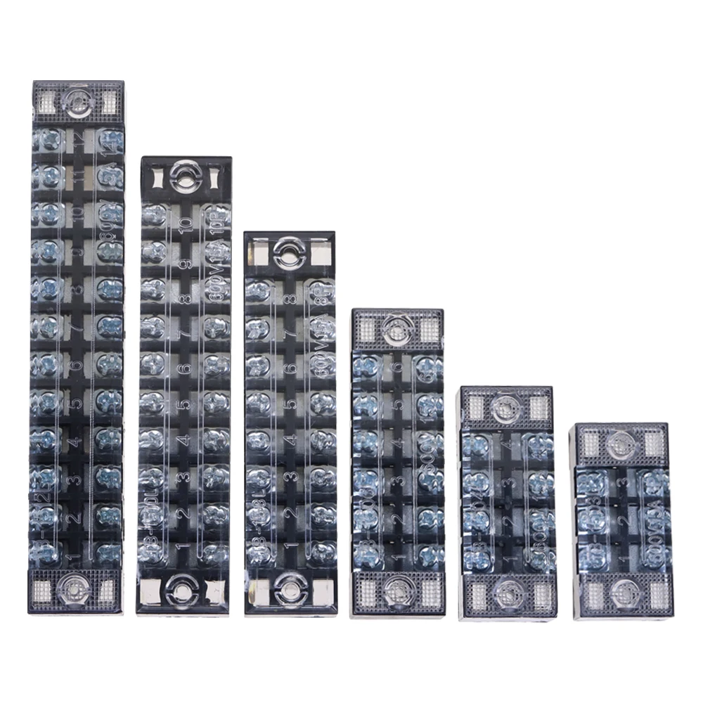 1pcs 25A/15A 600V Dual Row Strip Screw Terminal Block  Fixed Wiring Board Wire Connector 3 4 5 6 8 10 12 Positions Ways