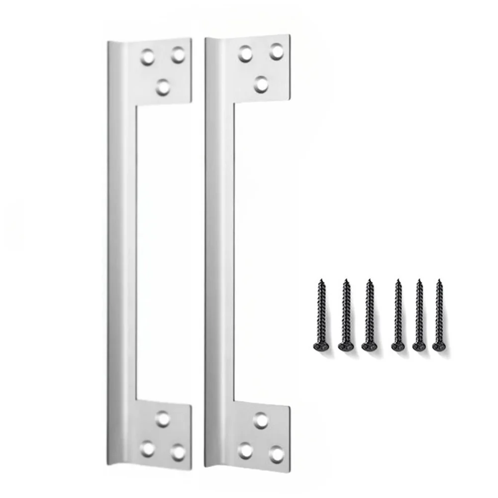 2PCS L-Shaped Stainless Steel Door Security Reinforcement Plate for Strengthening Latch Mounting Area on Wooden or Metal Frames
