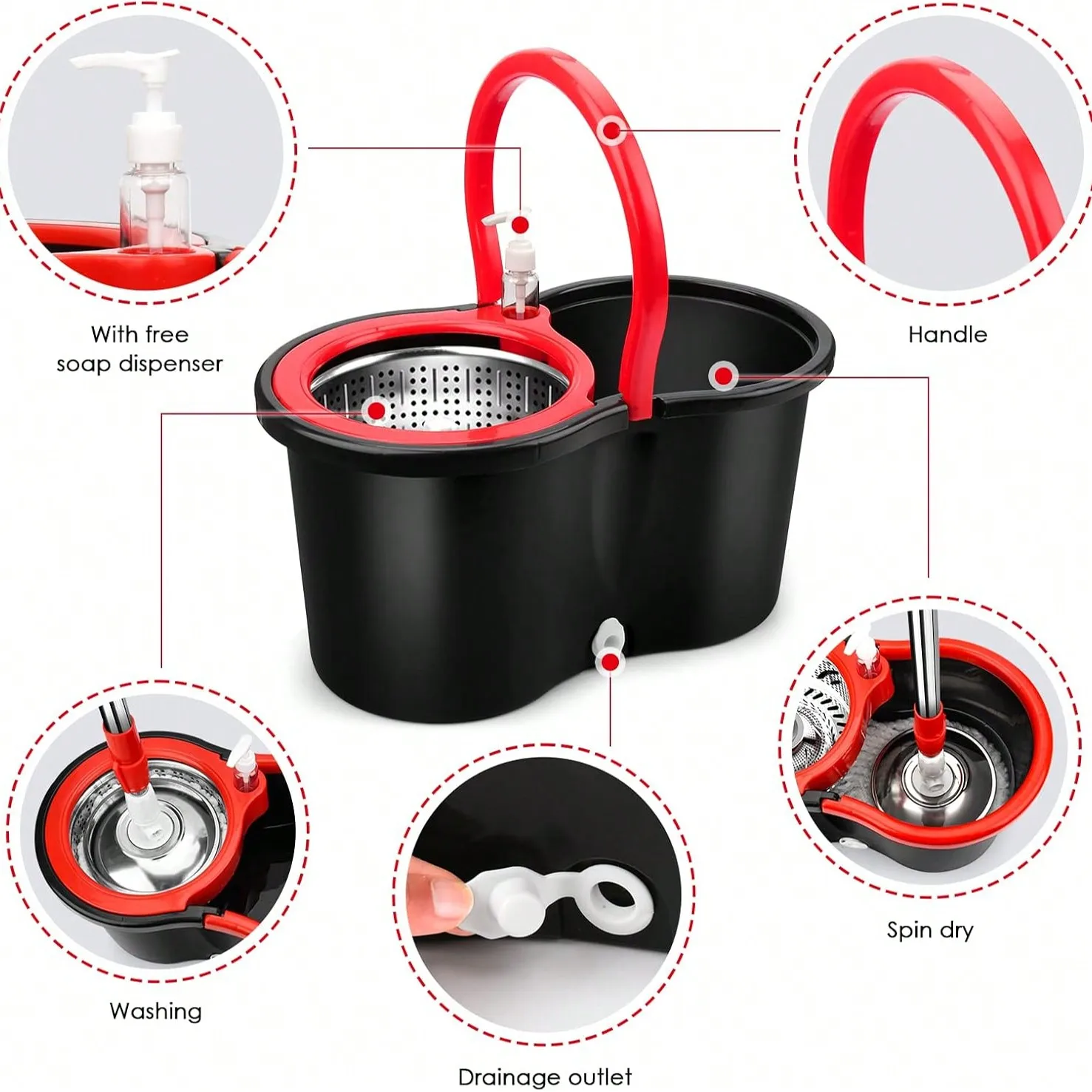 Mop cu Clips pentru Lavete, Curățare Rapidă a Pardoselii