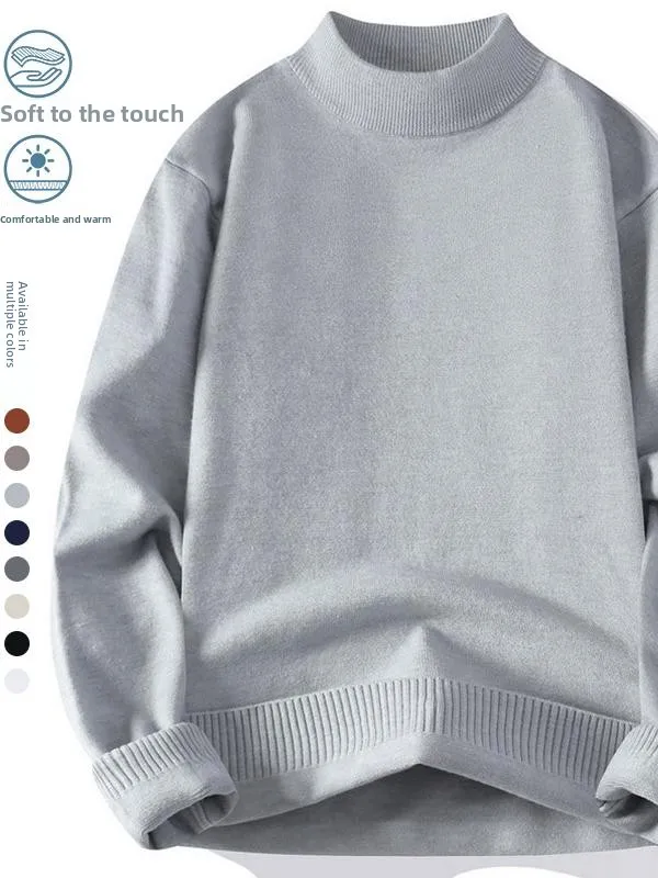 

Men's Thin Pure Color Knitwear Mid-Ne High-Ne Low-Ne Sweater Autumn Winter Faionable Ci Sle Long Sve Base irt