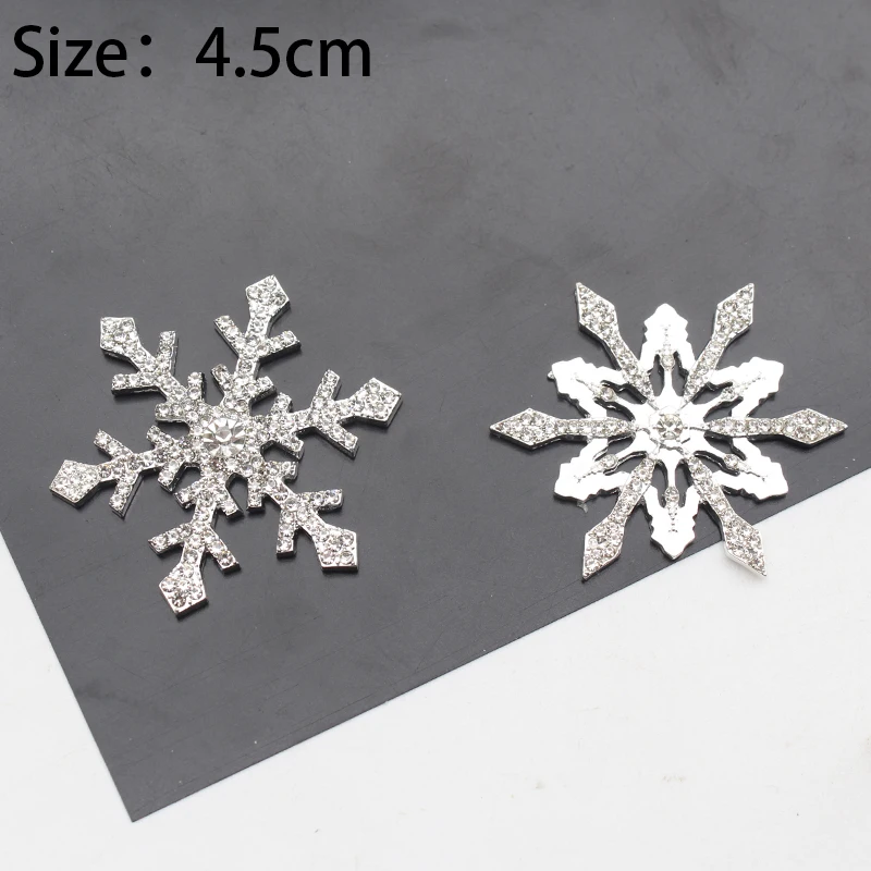 

5PCS 45MM Alloy Rhinestone Snow Ornaments DIY Christmas Dress Hat Flat Bottom Decorative Materials