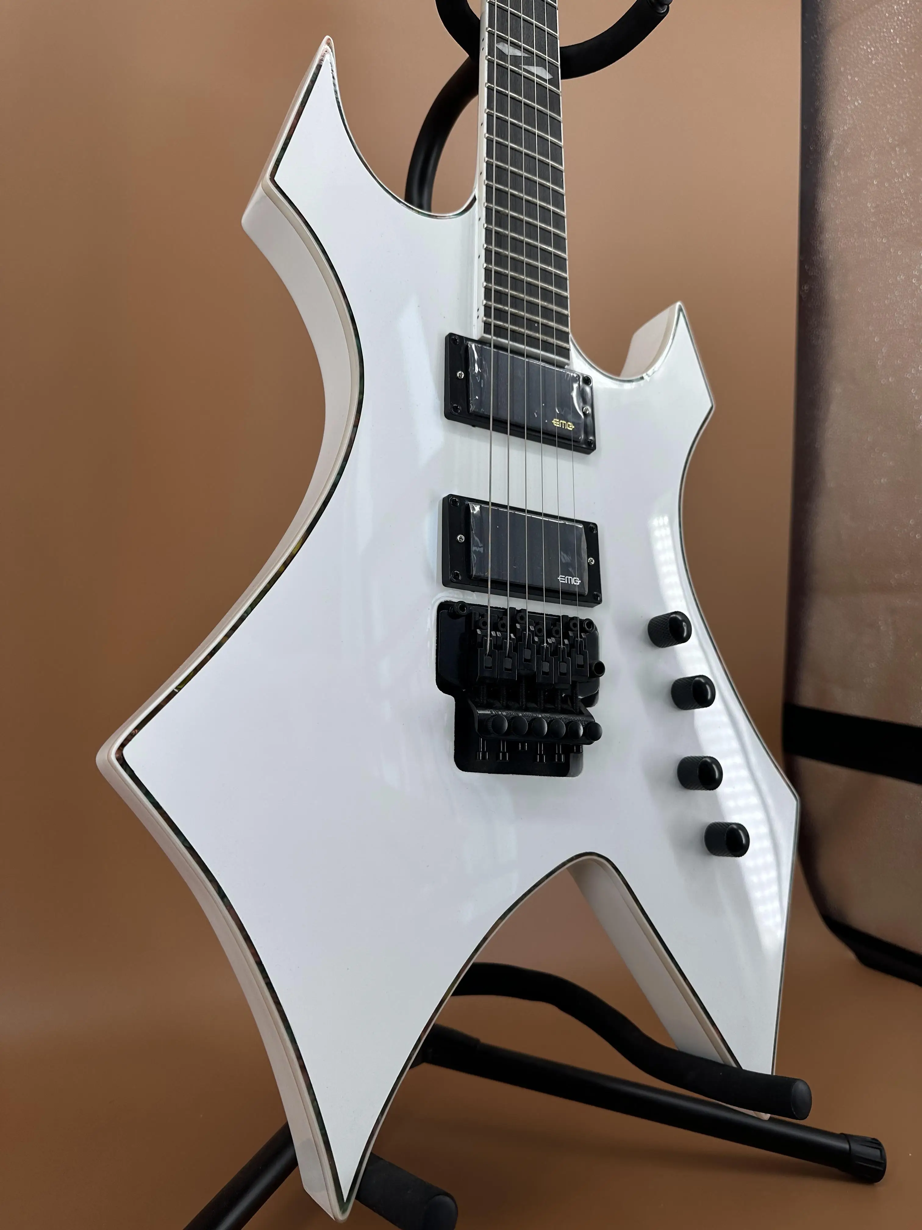 US Warehouse Electric Guitar Warlock White HH Pickup Mahogany Body Christmas Gifts Available Free Shipping