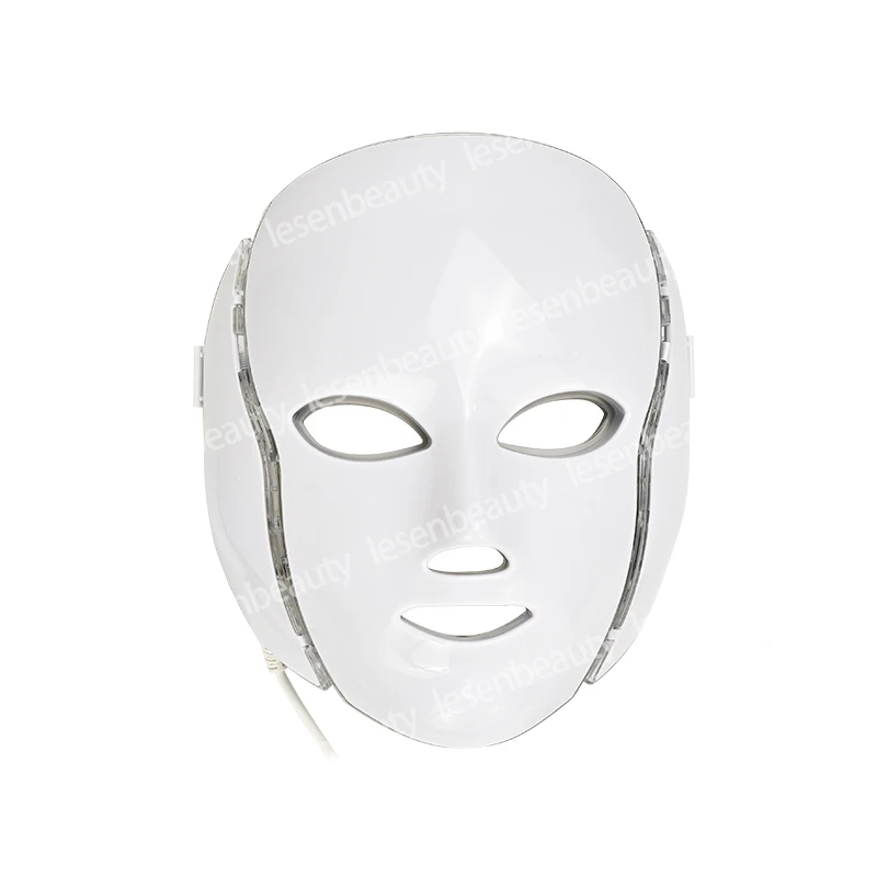 Mascarilla Facial LED de 7 colores, rejuvenecimiento de la piel del cuello, fotodinámica, terapia Facial antiacné, mascarilla de merlán, reduce los poros, salón, SPA, uso doméstico