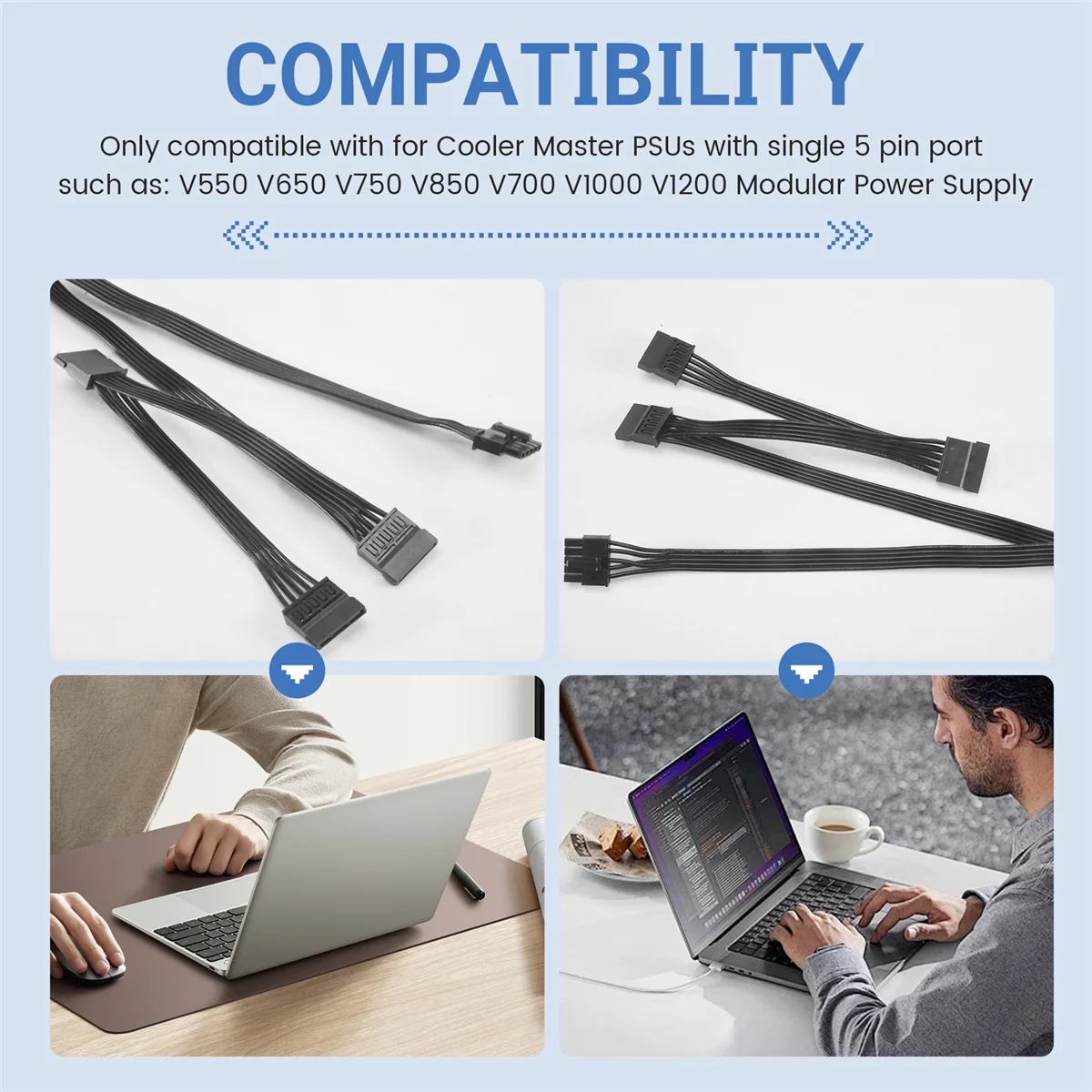 A07I 5-pins naar 3 SATA harde schijf HDD-voedingskabel alleen voor V550 V650 V750 V850 V1000 V1000 modulaire voeding