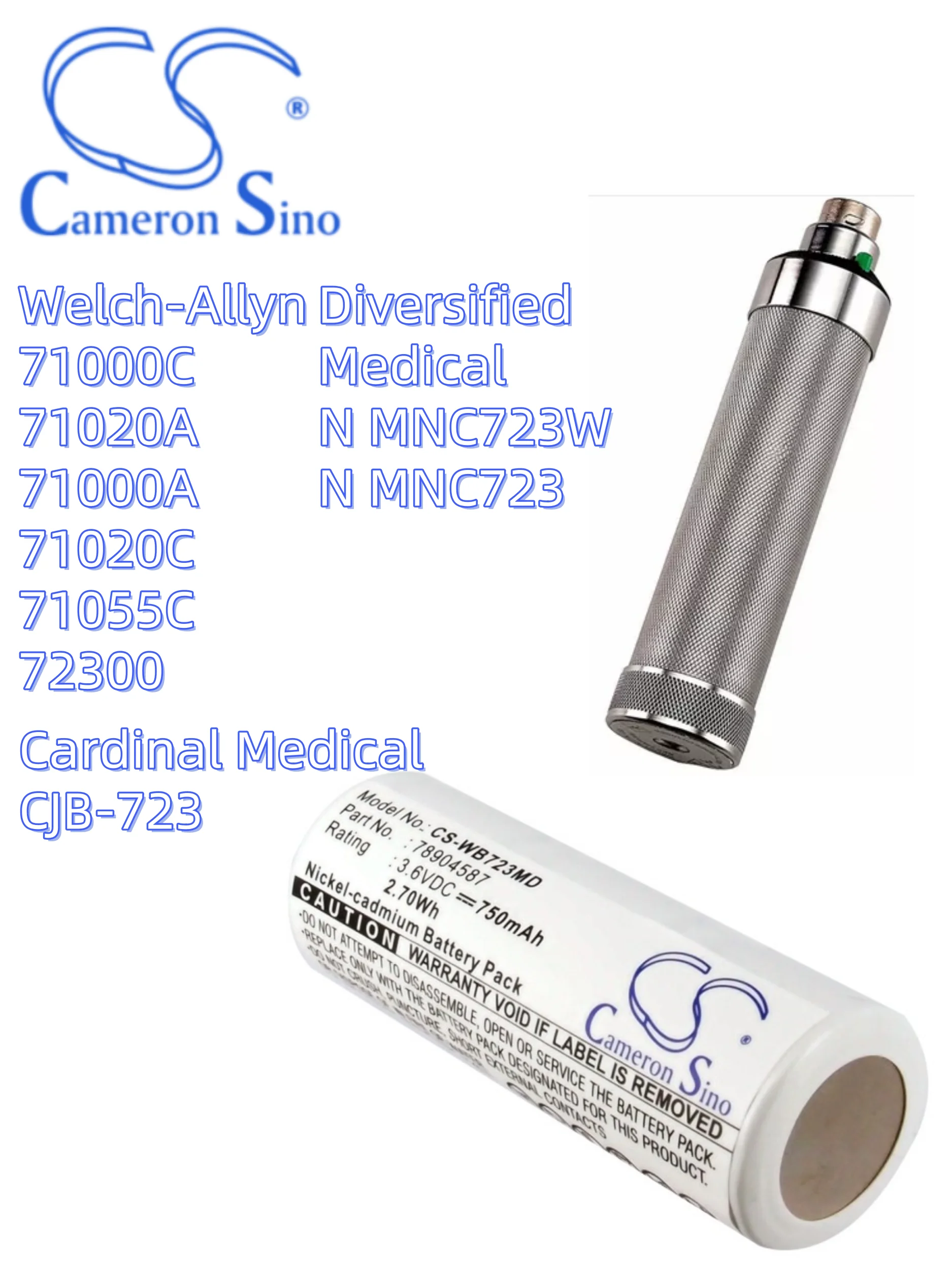 

battery Cameron Sino 750mAh Medical CS-WB723MD For Welch-Allyn 71000C 71020A 71000A 71020C 71055C 72300 78904587