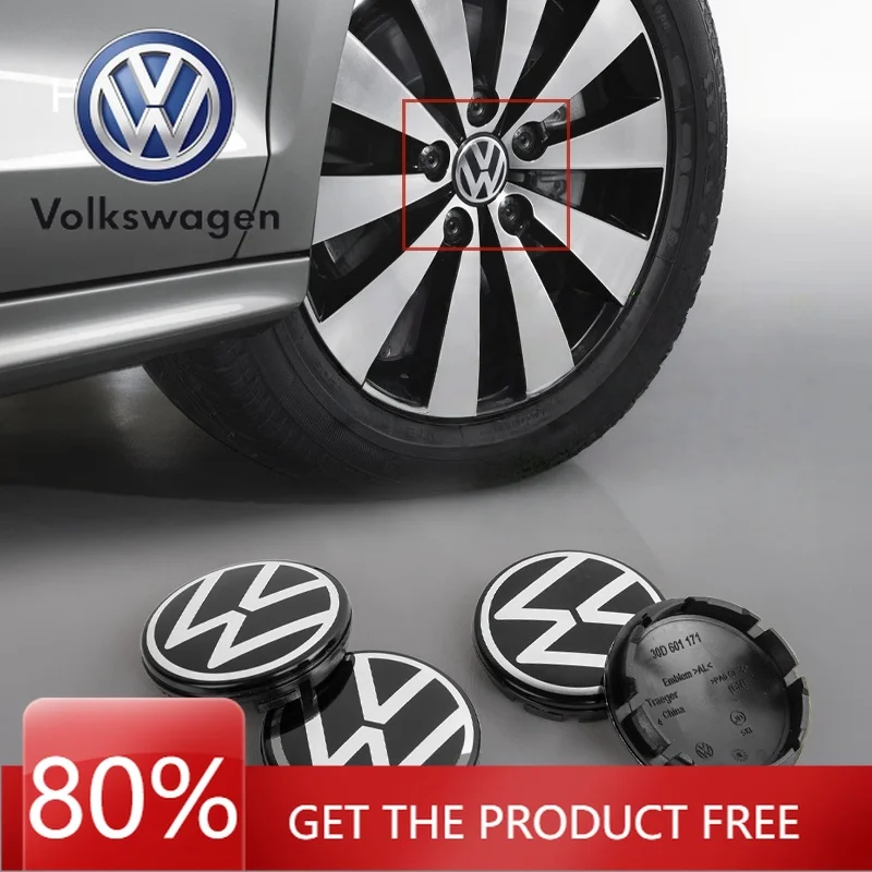 

For VOLKSWAGEN 4pcs 55mm 56mm 65mm 70mm Car Styling Wheel Center Cap Hub Covers Badge Accessories For VW Golf 4 5 6 CC POLO 3B76