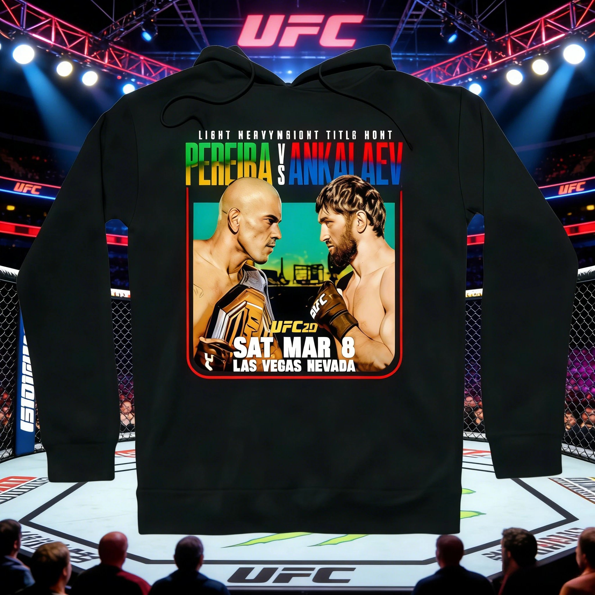 

UFC Pereira VS Akhmetov 2026, осенне-зимняя коллекция, дышащая свободная толстовка из чистого хлопка, подходит для мужчин и женщин