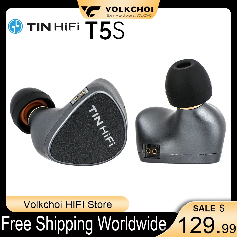 TINHIFI T5S In-ear Earphone IEMs HD Balanced Wired Earbuds with Detachable 2PIN Cable Hi-Fi Earphone