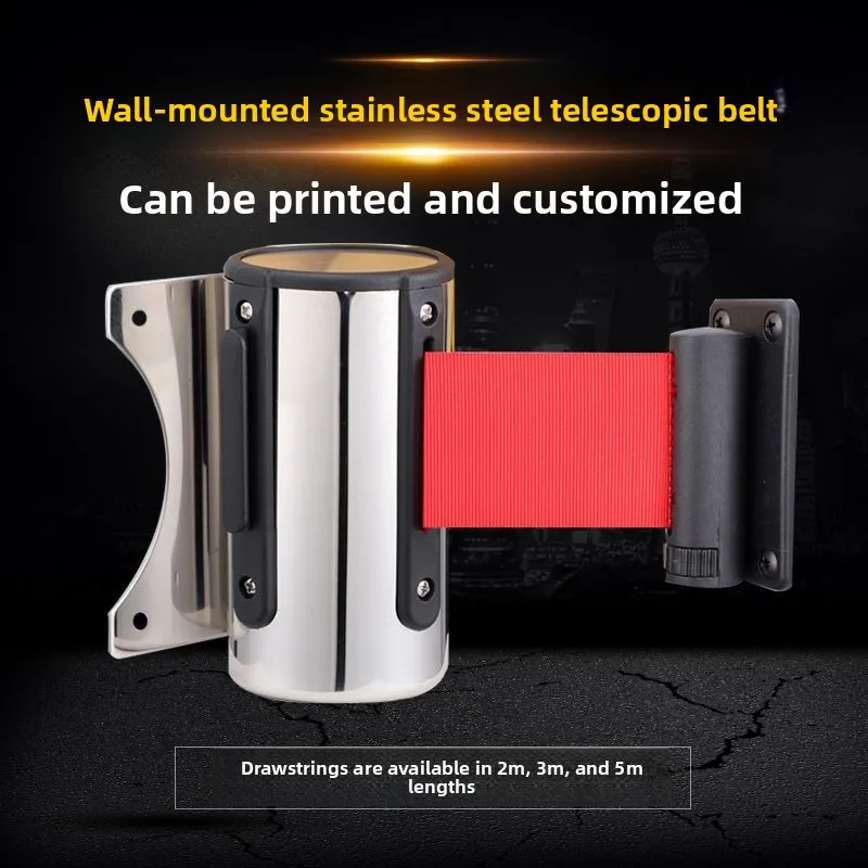 Stainless Steel Wall-mounted One-meter Noodle Isolation Belt Telescopic Belt Wall-mounted Fence Checkout Page Guardrail Cordon