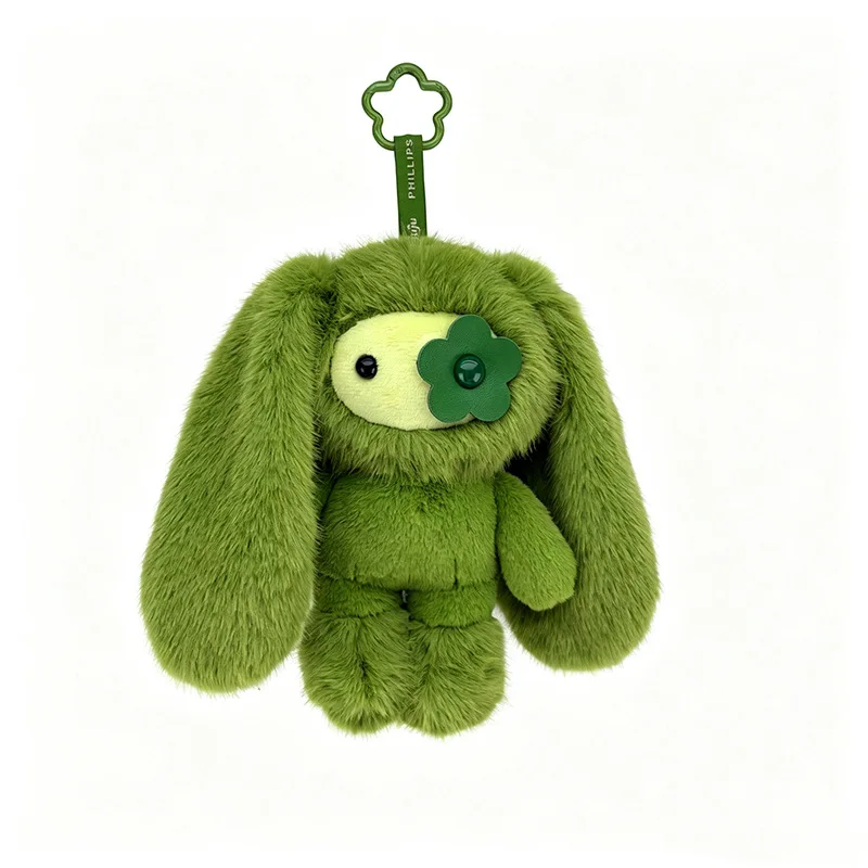Flower eyed rabbit plush doll cute Juju rabbit plush keychain Kawaii long ear animal bag pendant car keychain toy girl gift